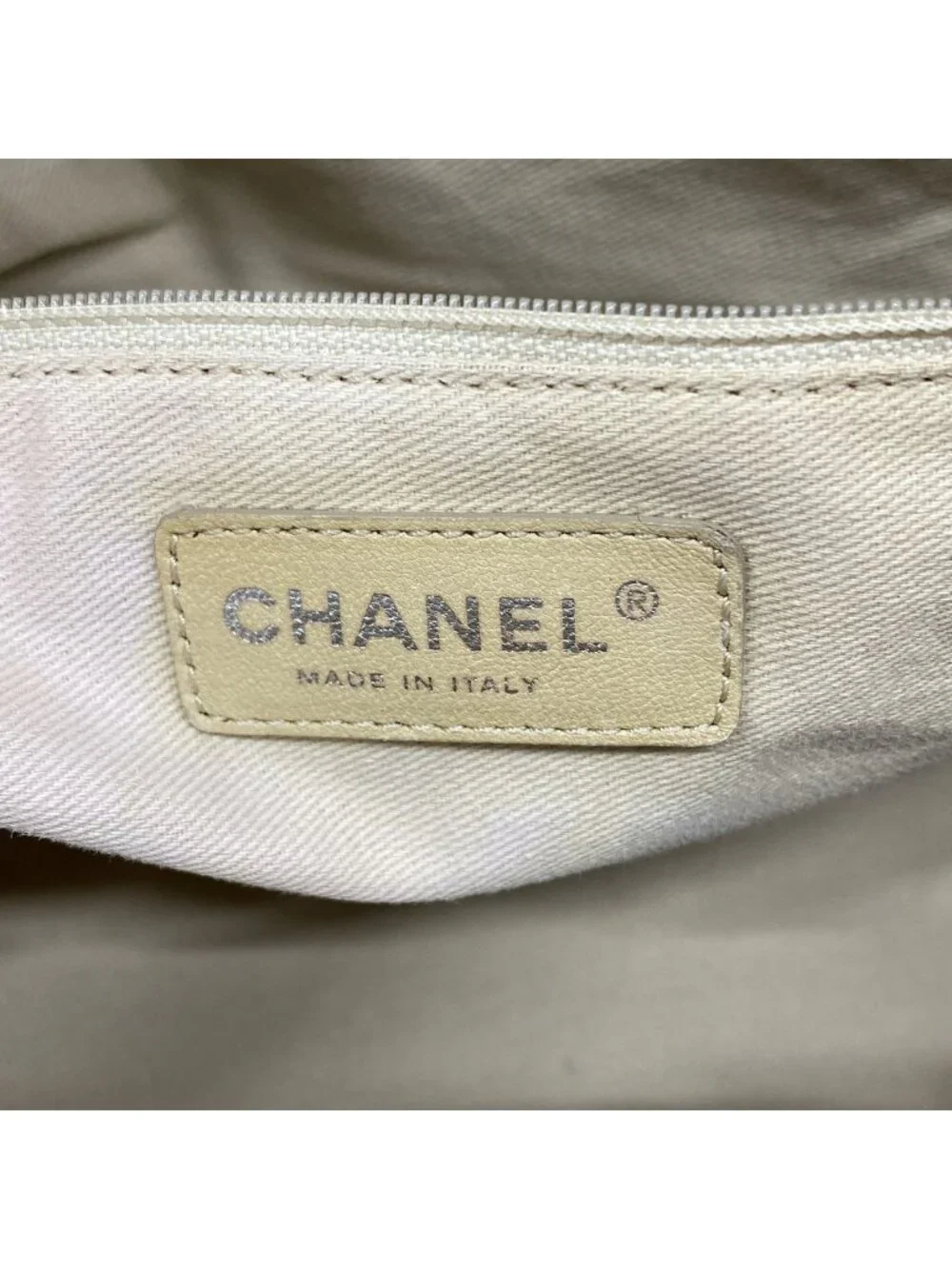 Chanel Tote Bag Caviar Leather Beige Silver